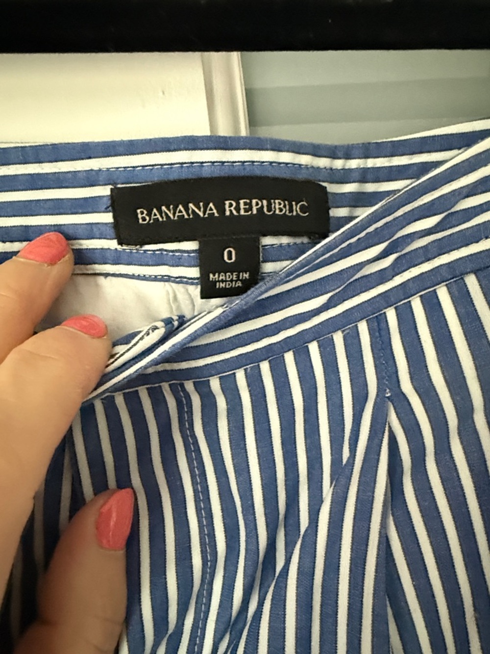 Banana Republic Blue and White Striped Button-Front Skirt - Picture 2 of 2